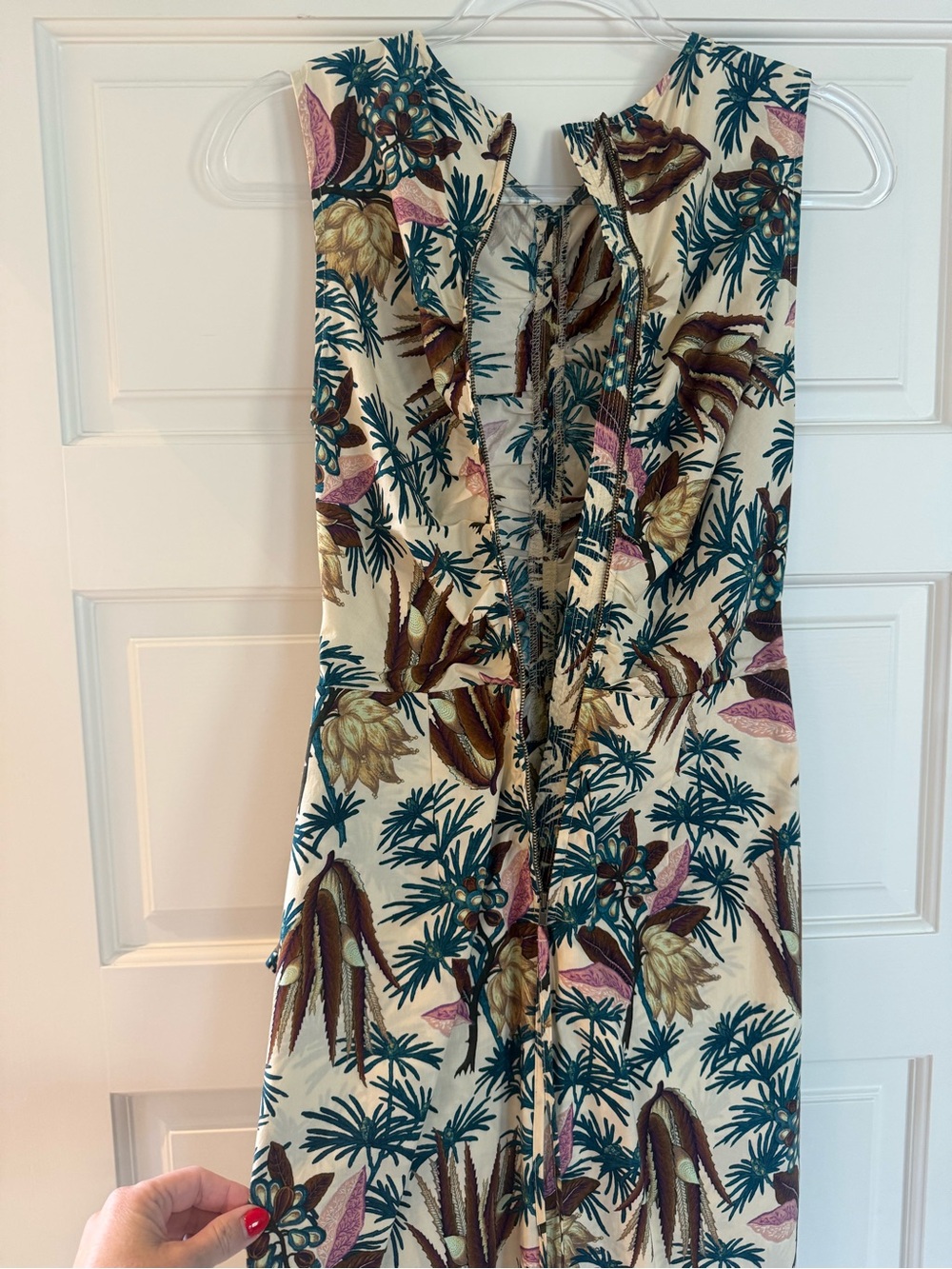 Ulla Johnson Cream Maxi Dress with Green and Pink Botanical Print - Picture 5 of 6